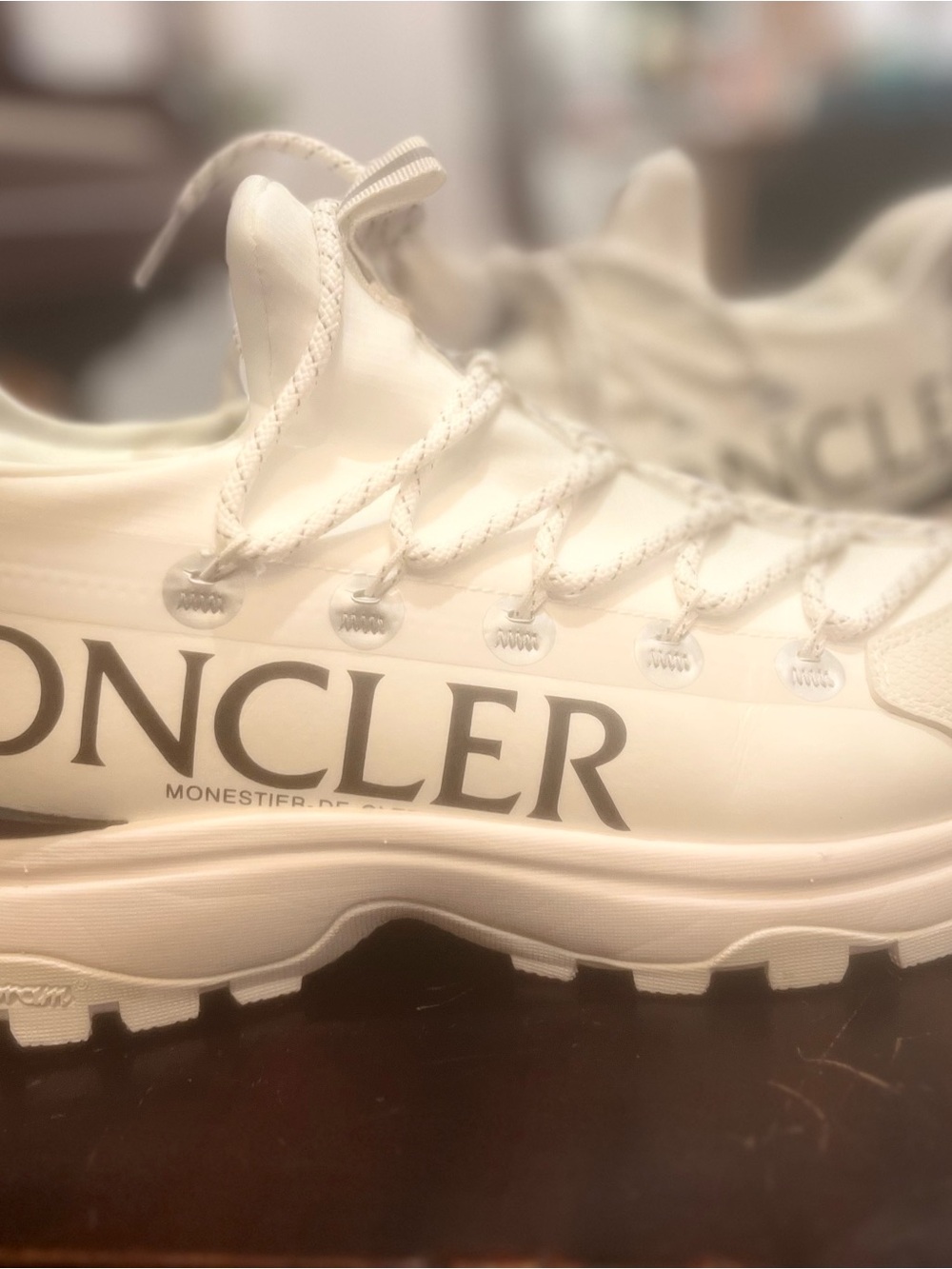 Moncler White and Black Logo Trail Runner